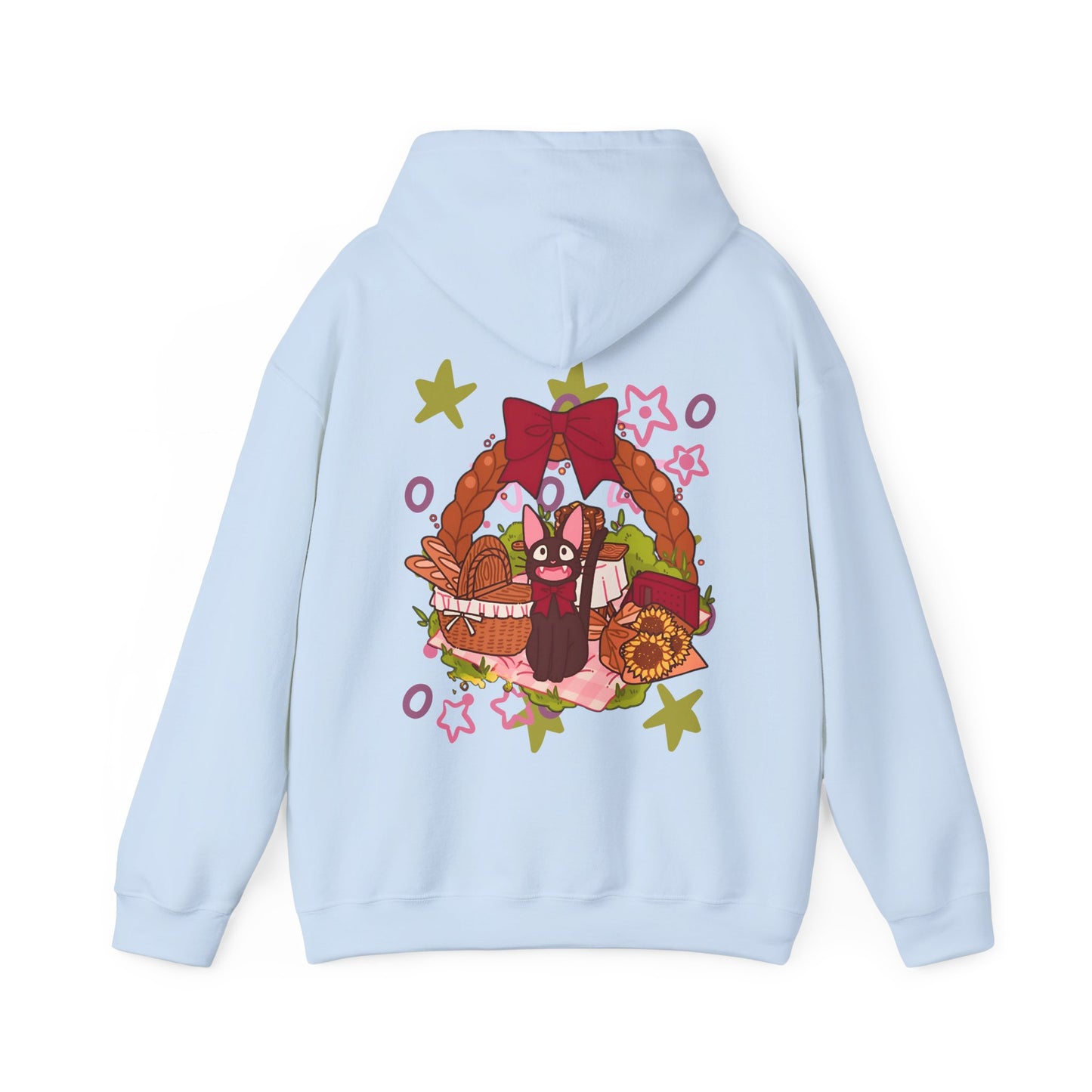 Jiji Cat Gift Back Print Hoodie – 100% Cotton Studio Ghibli Inspired Anime Hoodie