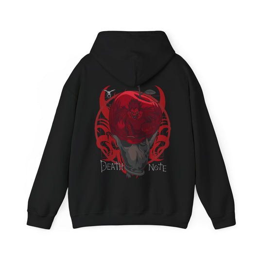 Death Note Apple Back Print Hoodie – 100% Cotton Anime Hoodie with Ryuk Red Apple Design