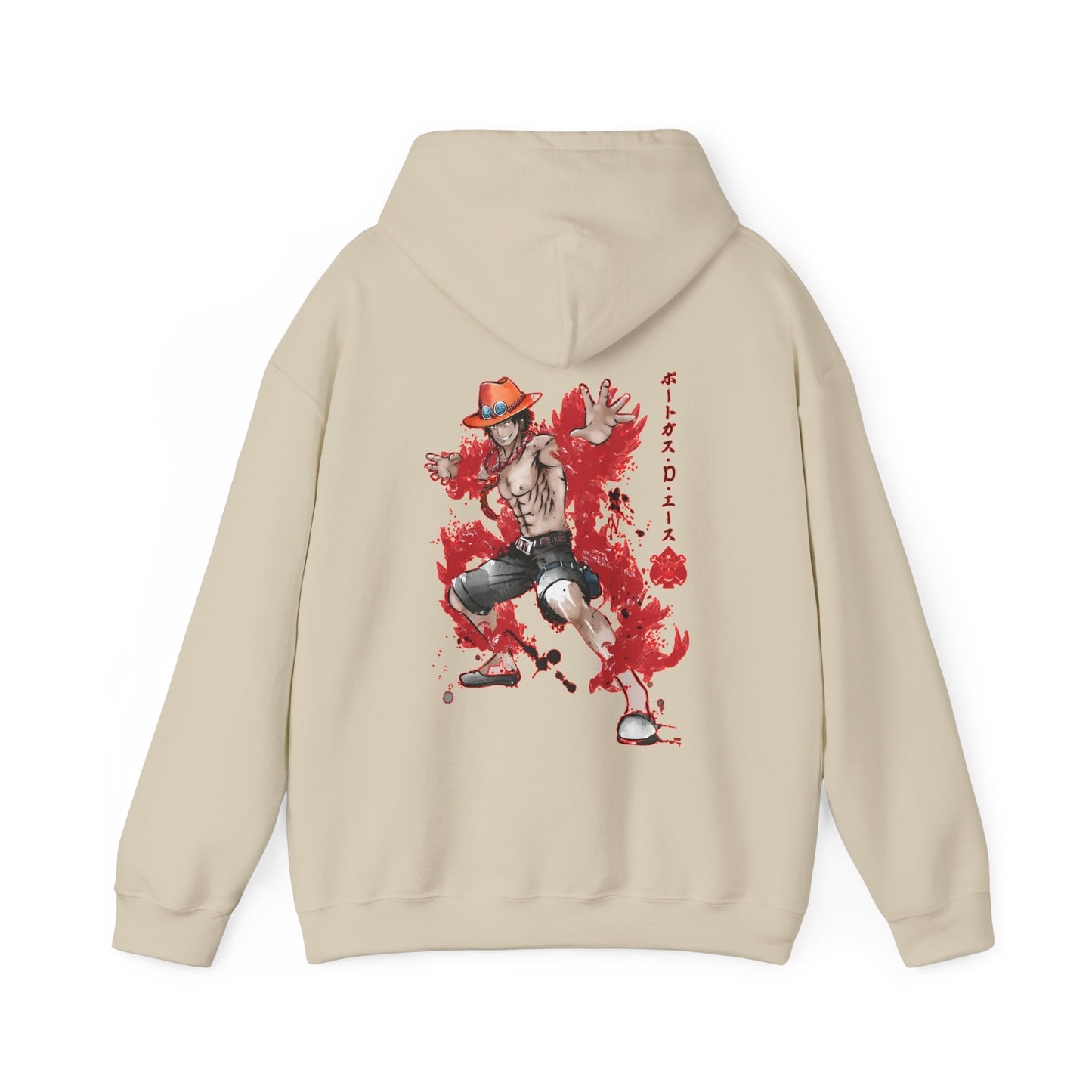 Portgas D. Ace Back Print Hoodie – 100% Cotton One Piece Anime Sweatshirt