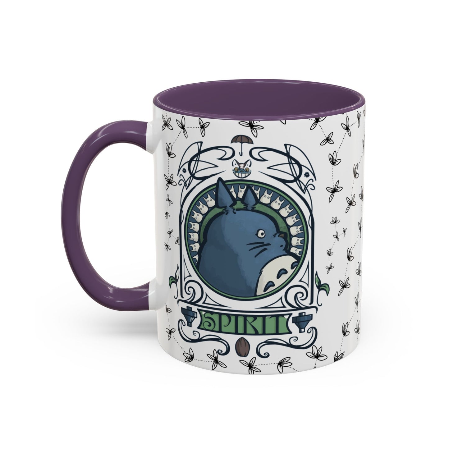 Totoro Spirited Ghibli Accent Handle Mug – 11oz & 15oz Anime Cup – Studio Ghibli Coffee Gift