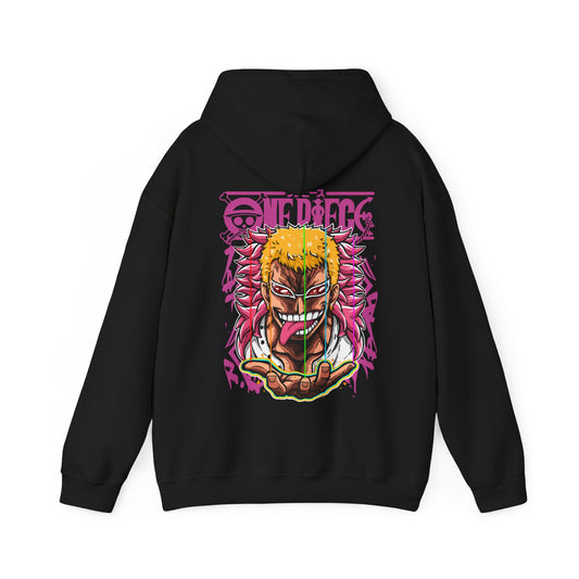 Donquixote Doflamingo Back Print Hoodie – One Piece Anime Sweatshirt – 100% Cotton