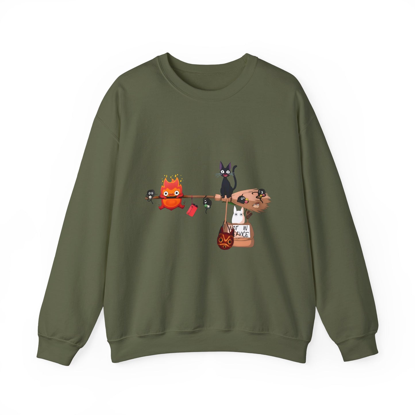 Calcifer Jiji Soot Sprites Sweatshirt – 100% Cotton Studio Ghibli Cozy Anime Pullover