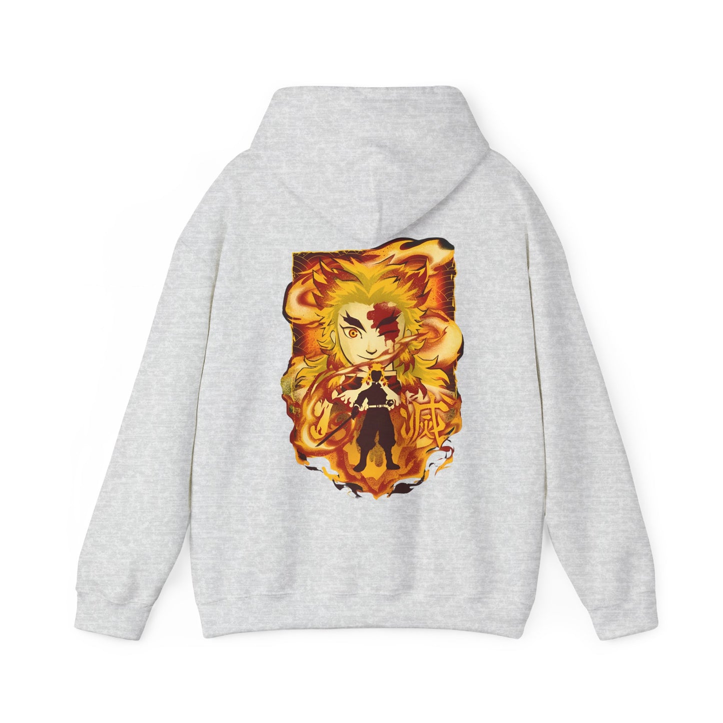 Kyojuro Rengoku Demon Slayer Back Print Hoodie – 100% Cotton Anime Hoodie for Flame Hashira Fans