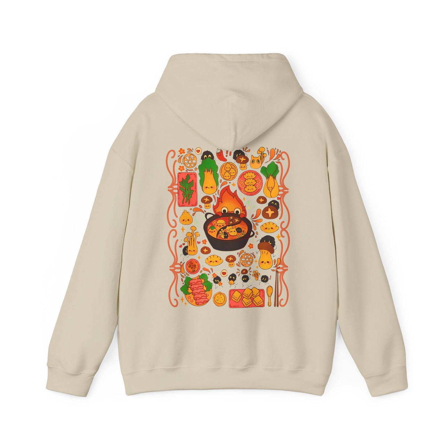 Calcifer Breakfast Back Print Hoodie – 100% Cotton Howl’s Moving Castle Studio Ghibli Hoodie