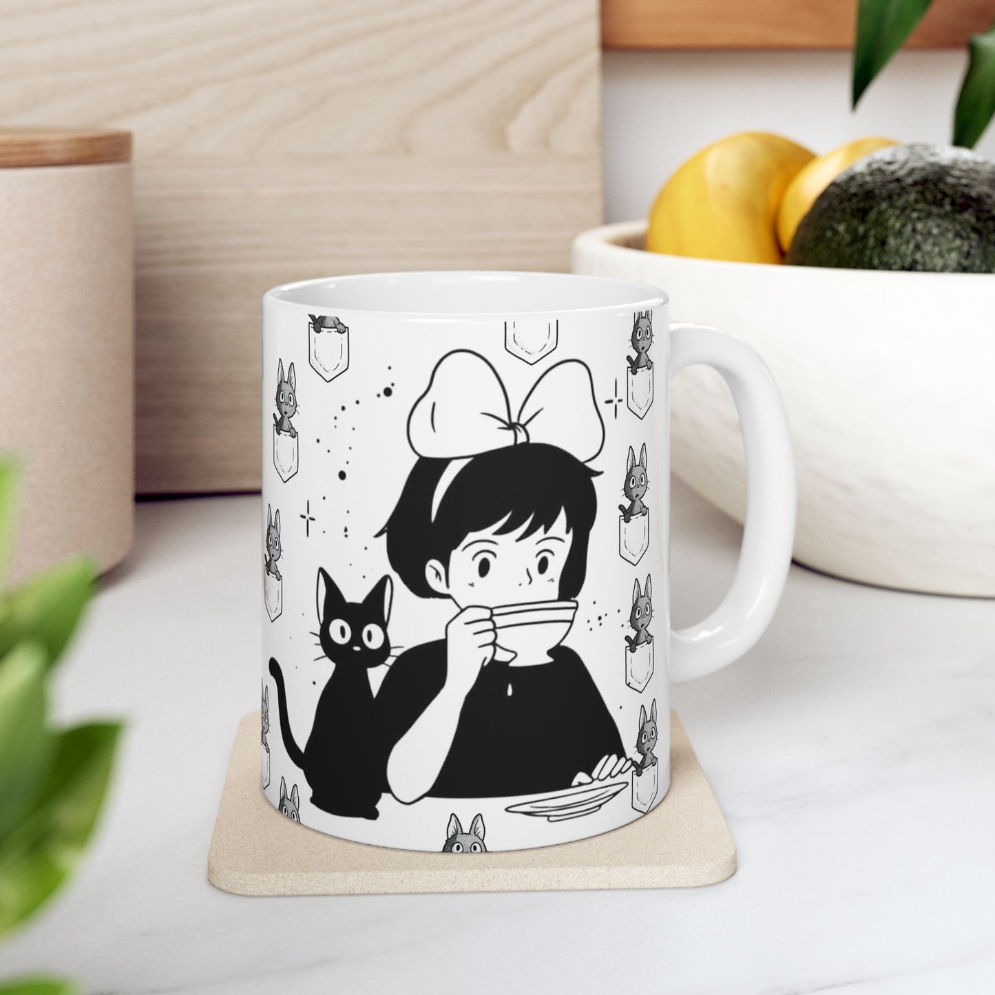 Kiki's Delivery Coffee Mug – Studio Ghibli Cup for Anime Lovers – 11oz & 15oz Ceramic Mug