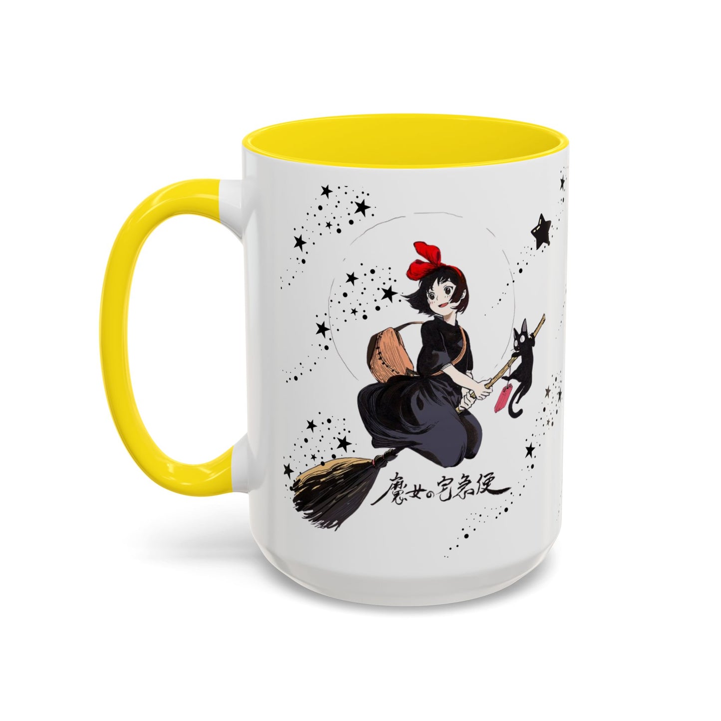 Kiki’s Delivery Service Accent Mug – 11oz & 15oz Ceramic Cup with Colored Handle – Studio Ghibli Anime Gift