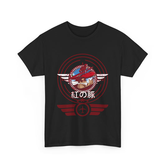Porco Rosso Aviator T-Shirt – 100% Cotton Studio Ghibli Pilot Anime Tee