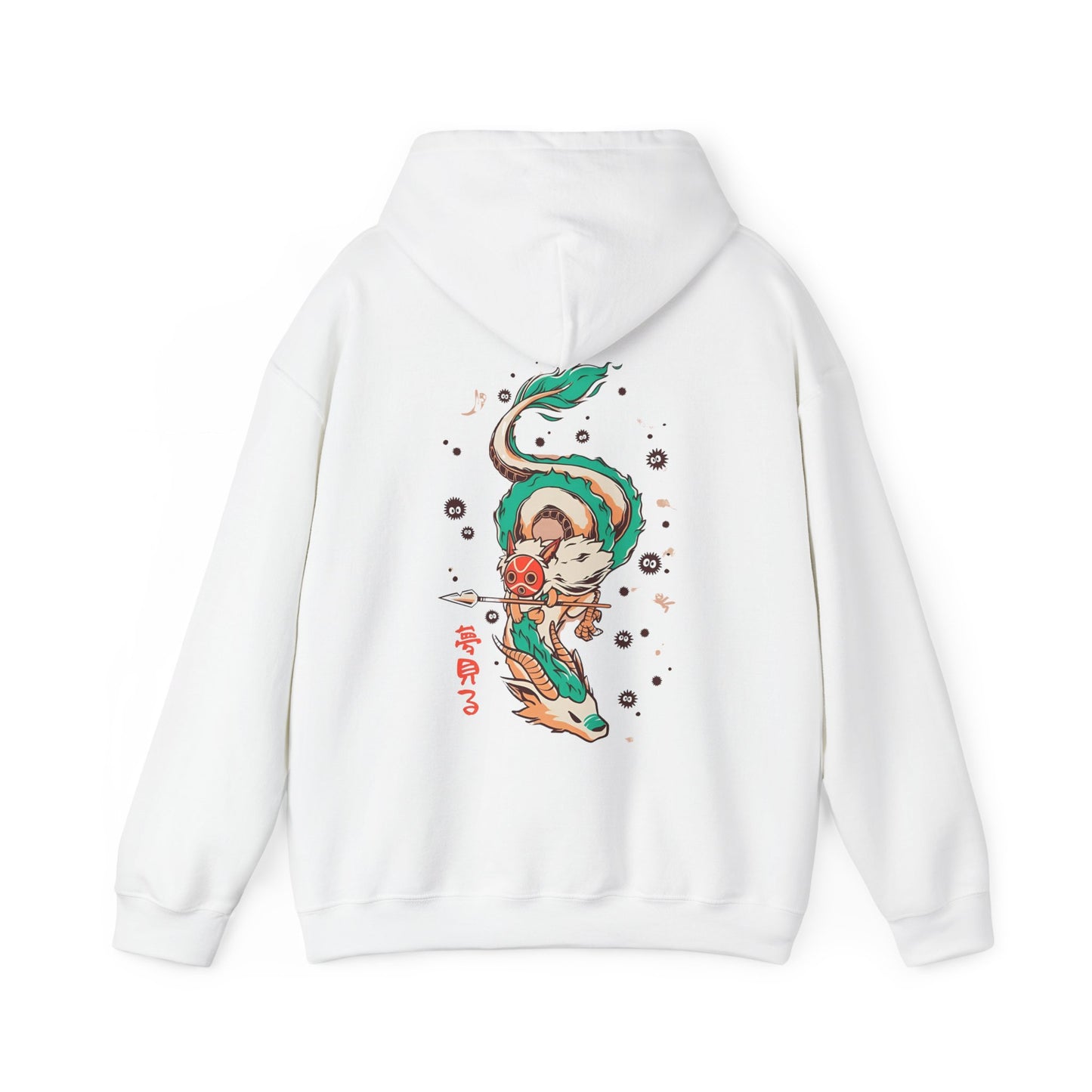 Haku and Princess Mononoke Back Print Hoodie – 100% Cotton Studio Ghibli Anime Sweatshirt