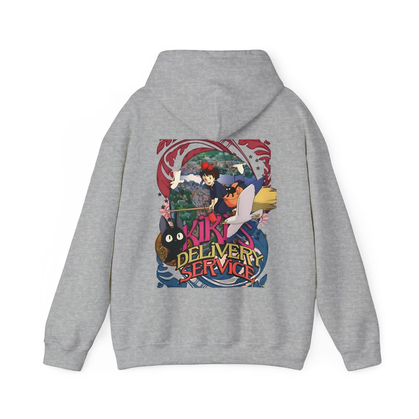 Kiki's Delivery Service Art Back Print Hoodie – 100% Cotton Studio Ghibli Anime Pullover