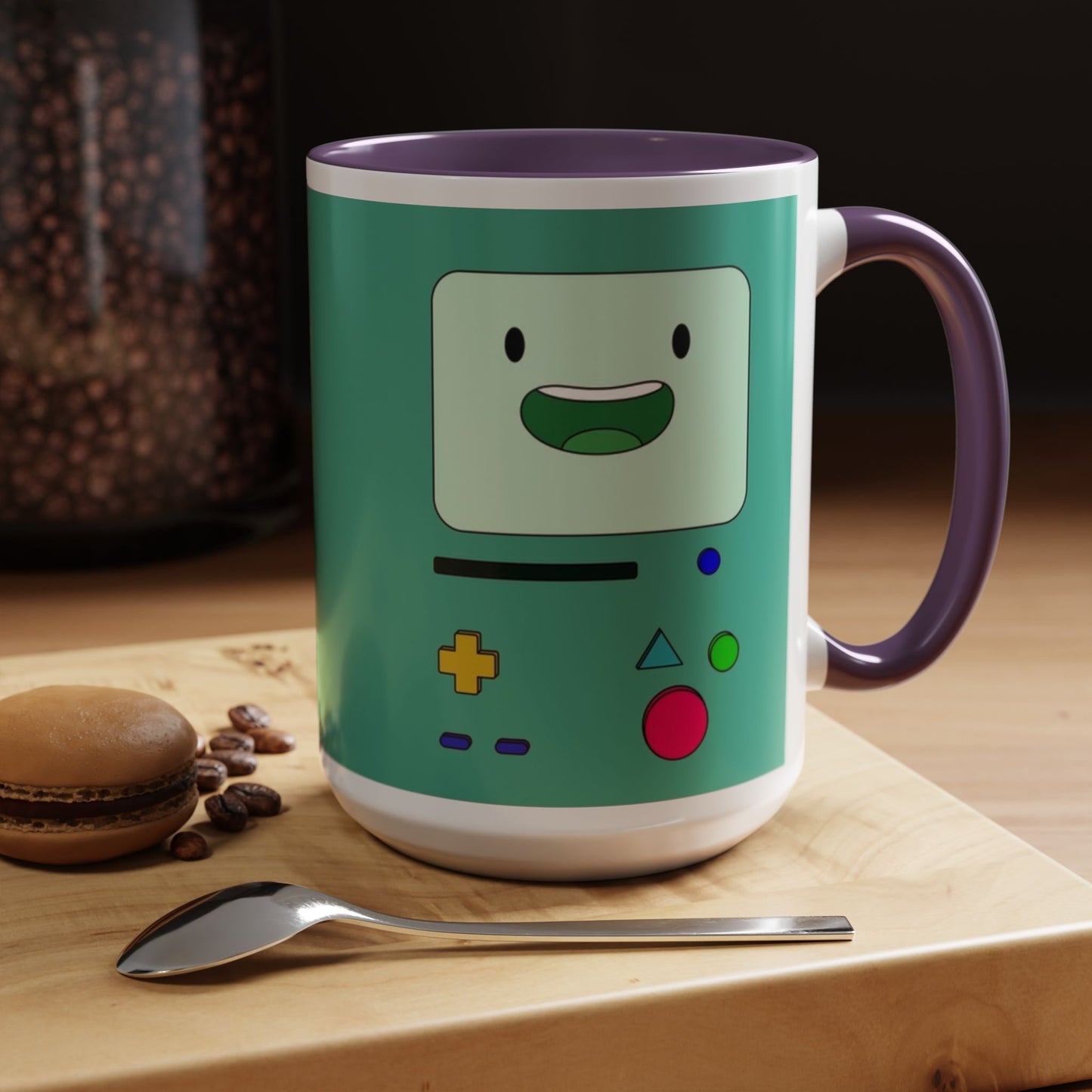 BMO Adventure Time Accent Handle Mug – Colorful Beemo Cup – 11oz & 15oz Ceramic Gift for Cartoon Fans