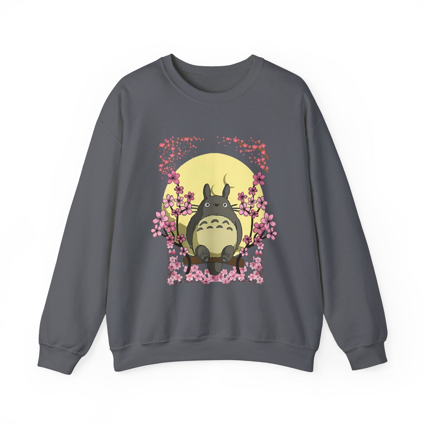 Totoro Sakura Moon Sweatshirt – Cozy 100% Cotton Studio Ghibli Cherry Blossom Pullover