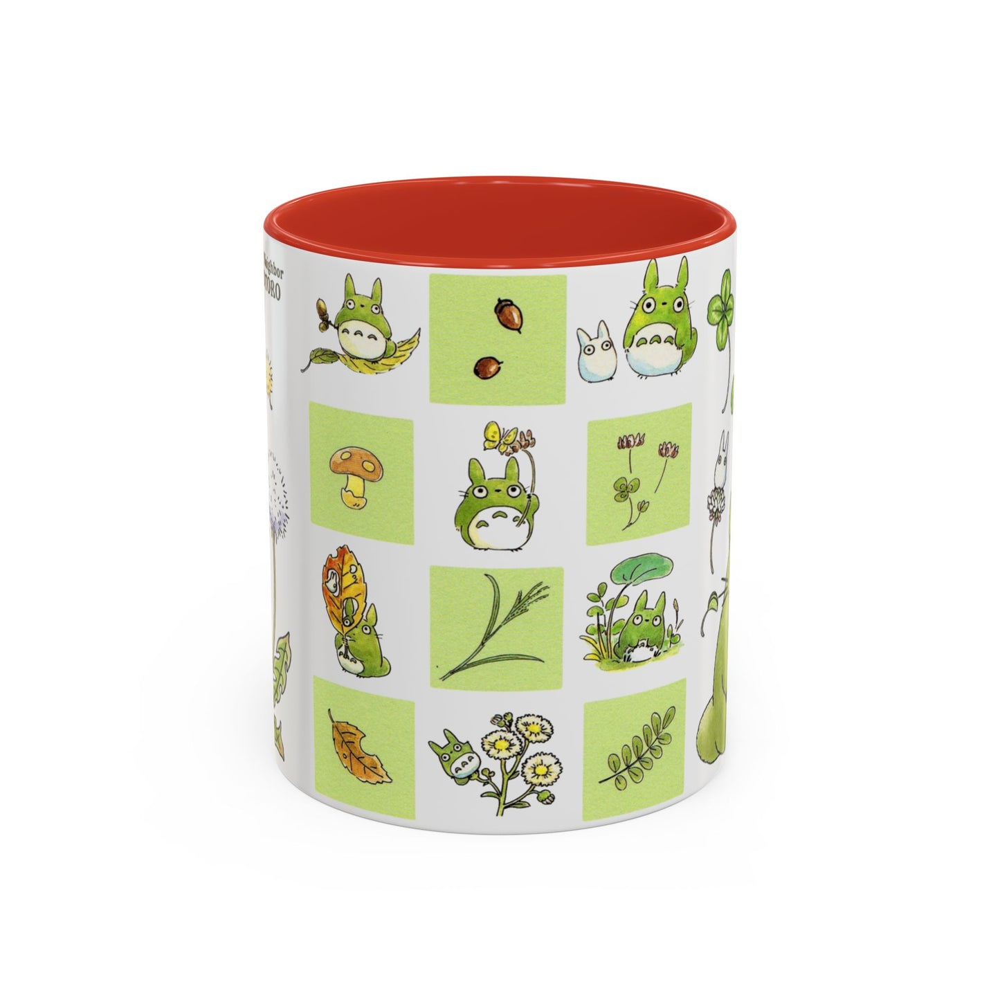 Totoro Green Accent Mug – Studio Ghibli Color Handle Coffee Cup – 11oz & 15oz Ceramic Gift for Anime Fans