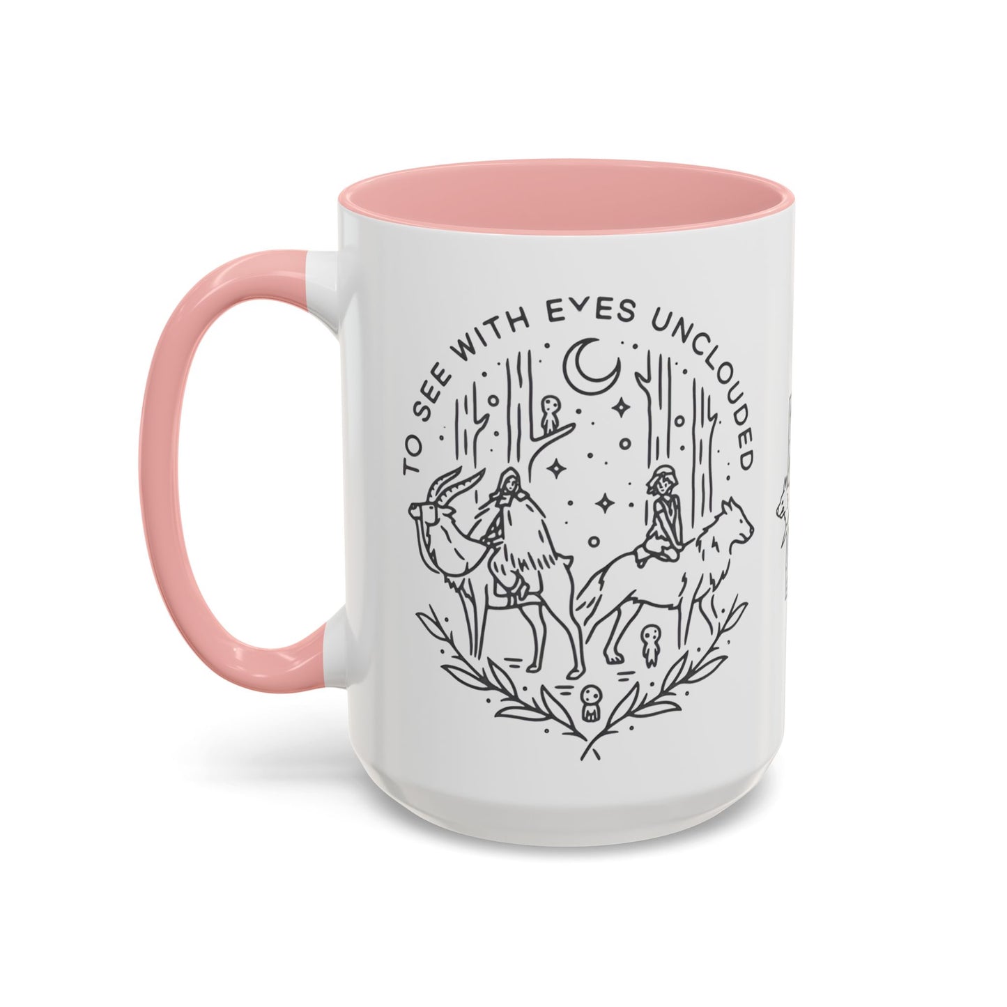 Princess Mononoke Art Accent Mug – Studio Ghibli Coffee Cup with Colored Handle – 11oz & 15oz Ceramic Anime Gift