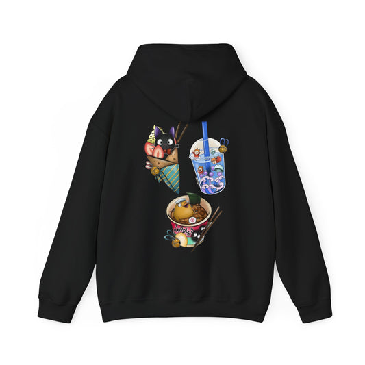 Studio Ghibli Food Back Print Hoodie – 100% Cotton Anime Hoodie with Iconic Ghibli Dishes on the Back