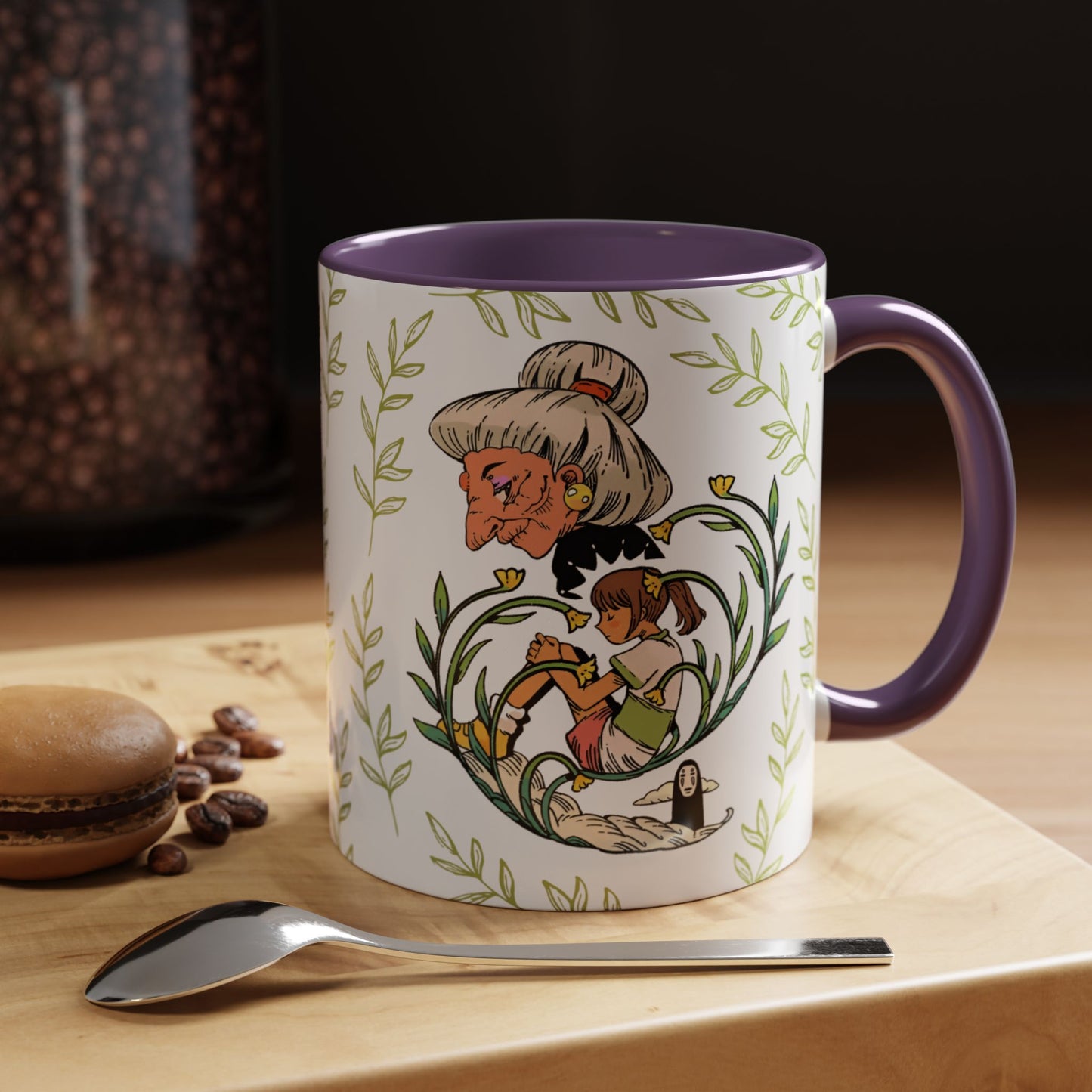 Spirited Away Chihiro Accent Mug – Studio Ghibli Coffee Cup with Colored Handle – 11oz & 15oz Ceramic Anime Gift