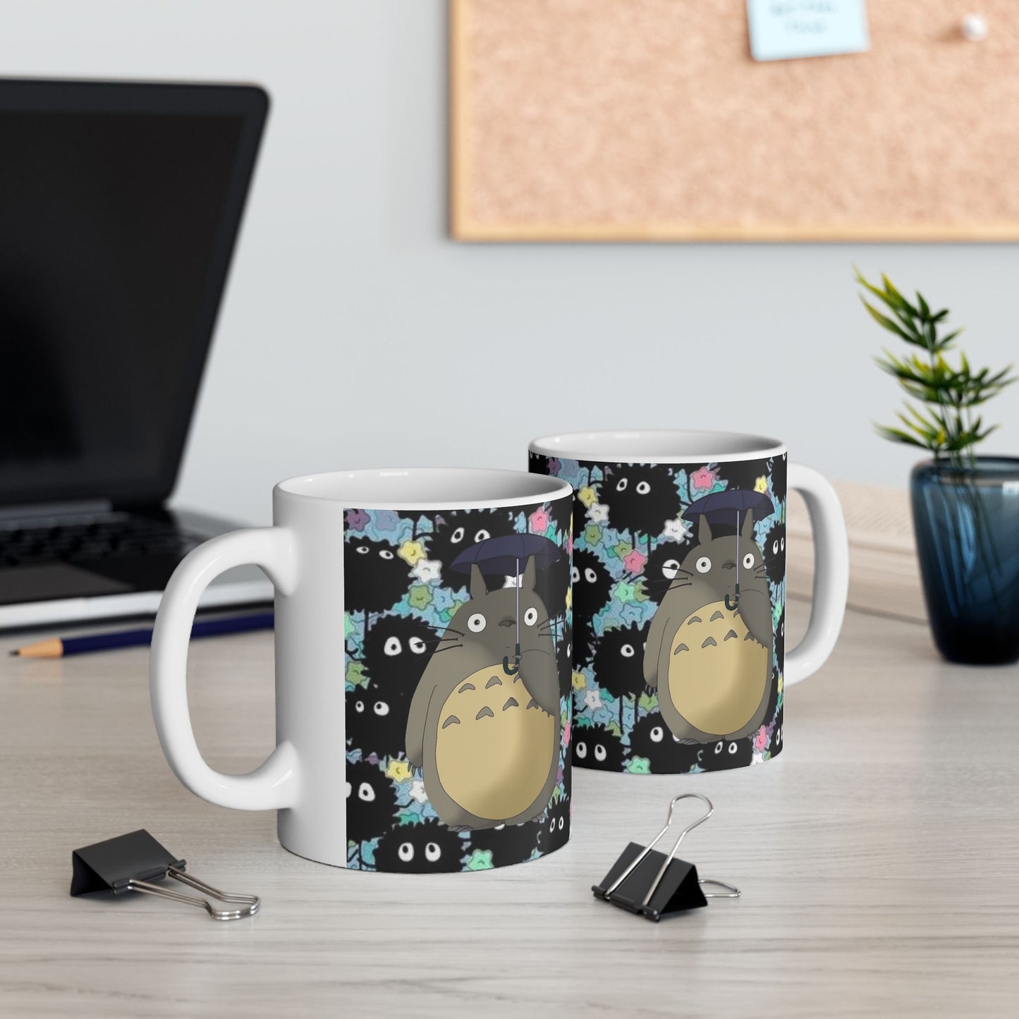 Totoro and Soot Sprites Mug – Studio Ghibli Ceramic Cup – 11oz & 15oz Coffee Mug Gift for Anime Fans