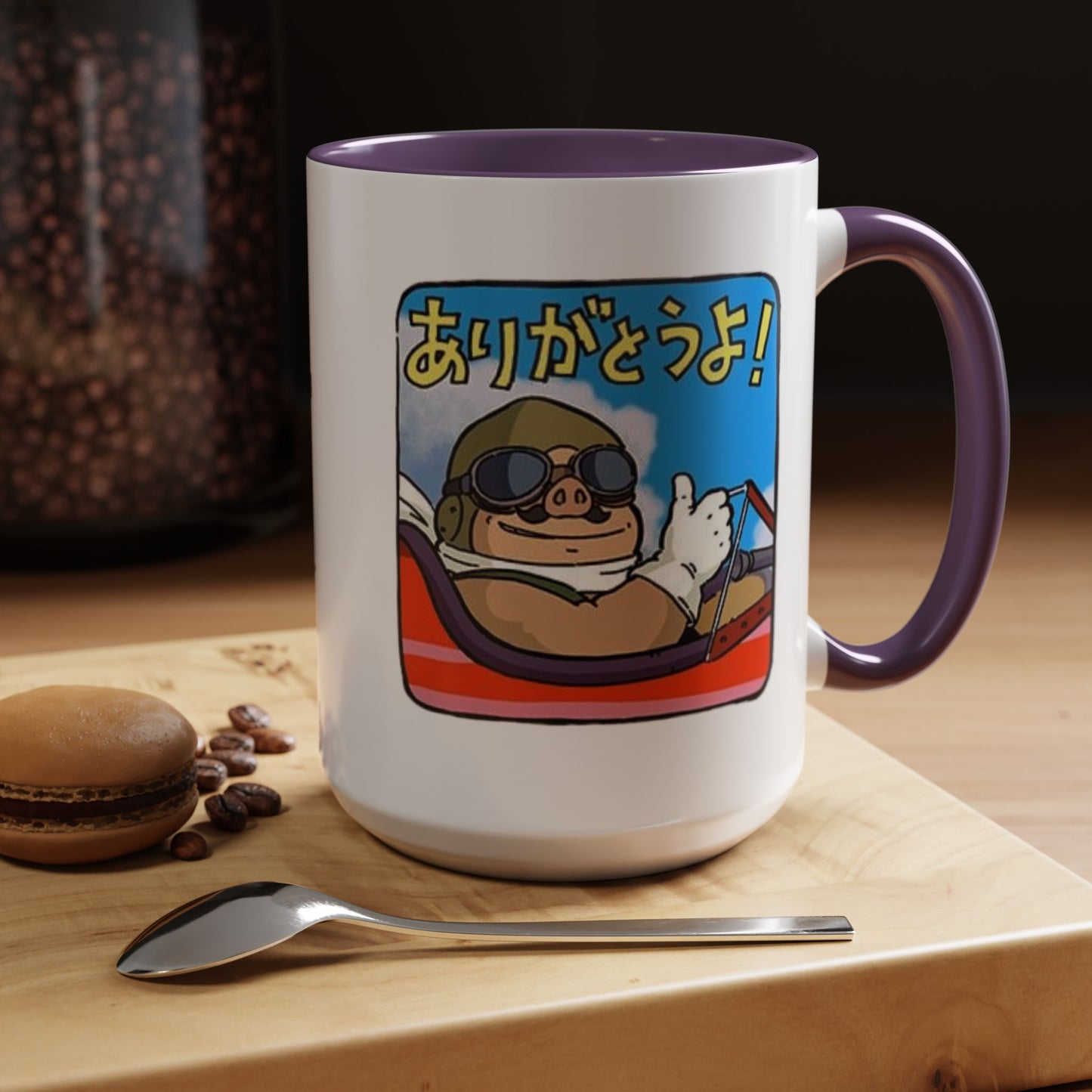Porco Rosso Tribute Accent Mug – Studio Ghibli Anime Coffee Cup – 11oz & 15oz Ceramic Gift