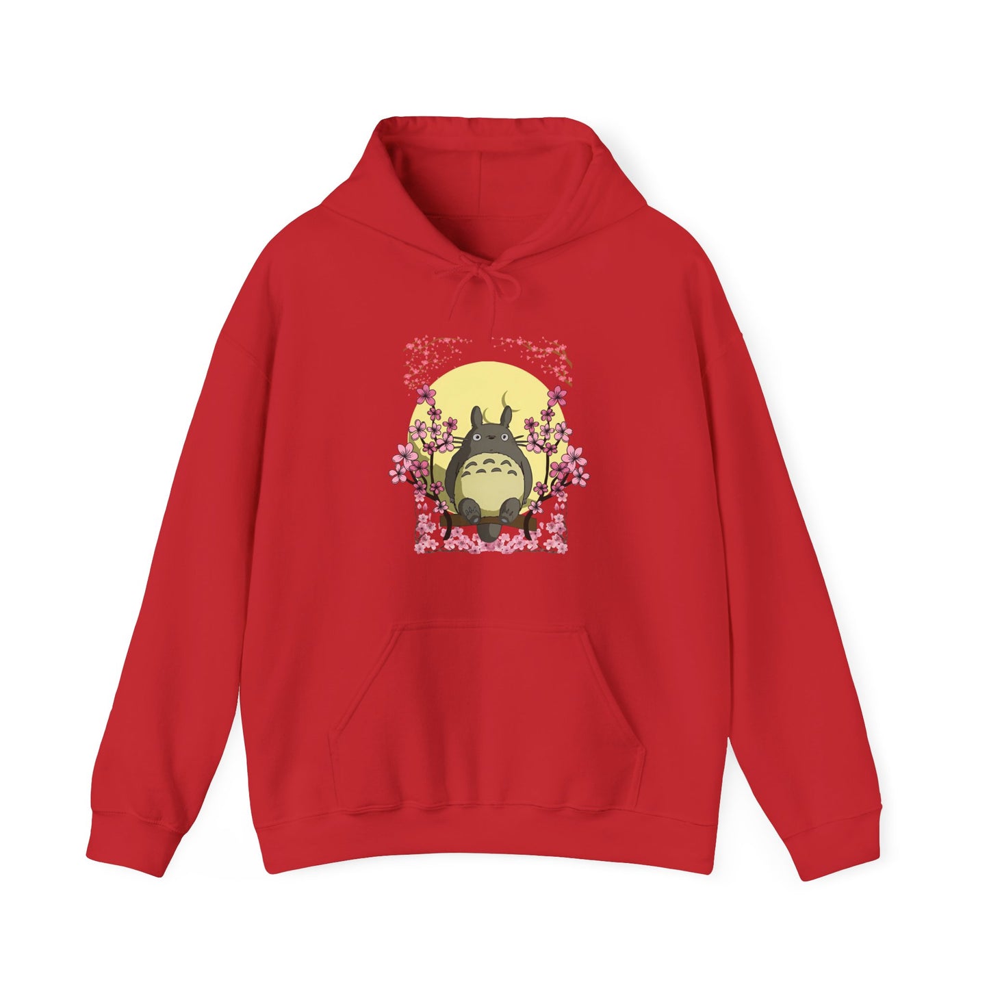 Totoro Sakura Moon Hoodie – 100% Cotton Studio Ghibli-Inspired Cherry Blossom Anime Sweatshirt