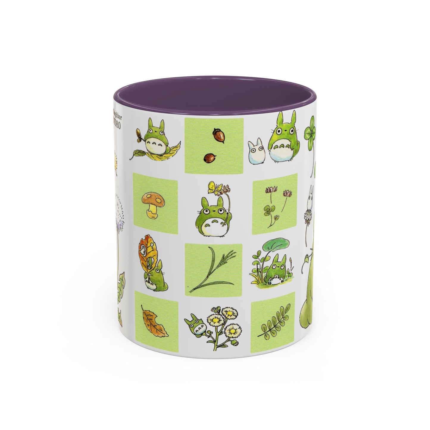 Totoro Green Accent Mug – Studio Ghibli Color Handle Coffee Cup – 11oz & 15oz Ceramic Gift for Anime Fans