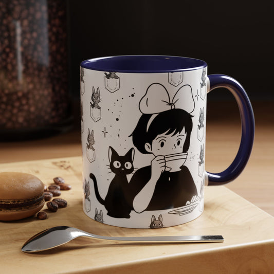 Kiki's Delivery Service Coffee Mug – Studio Ghibli Accent Handle Cup – 11oz & 15oz Anime Gift
