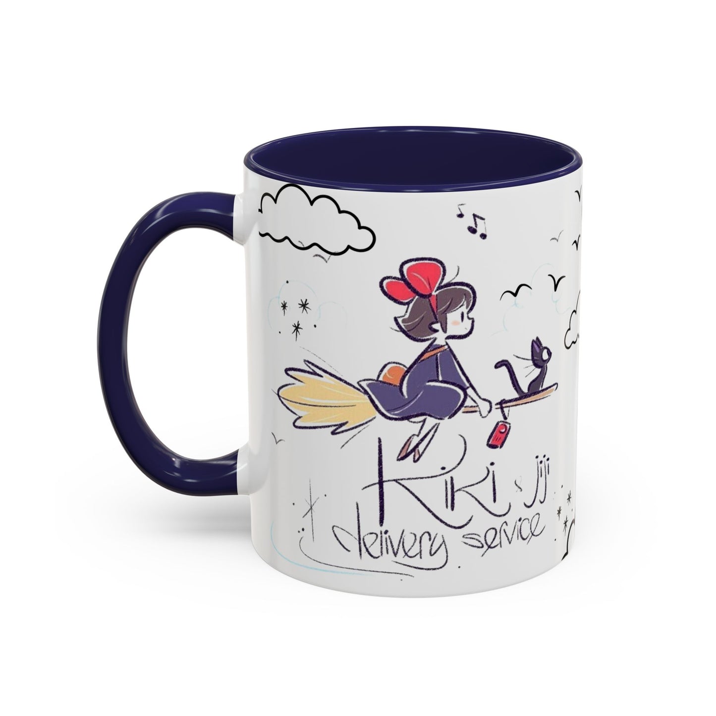 Kiki's Delivery Service Sketch Accent Mug – Studio Ghibli Ceramic Cup – 11oz & 15oz Anime Gift