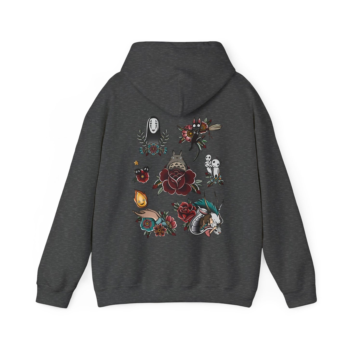 Studio Ghibli Characters Back Print Hoodie – 100% Cotton Anime Pullover Featuring Iconic Ghibli Designs