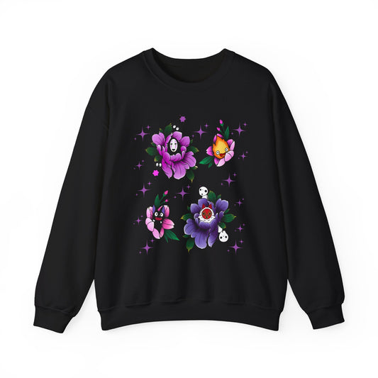 Flowers Studio Ghibli Sweatshirt – 100% Cotton Floral Anime Pullover for Ghibli Fans