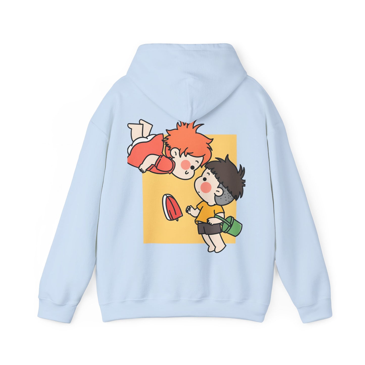 Ponyo & Sosuke Back Print Hoodie – 100% Cotton Gildan 18500 | Studio Ghibli Anime