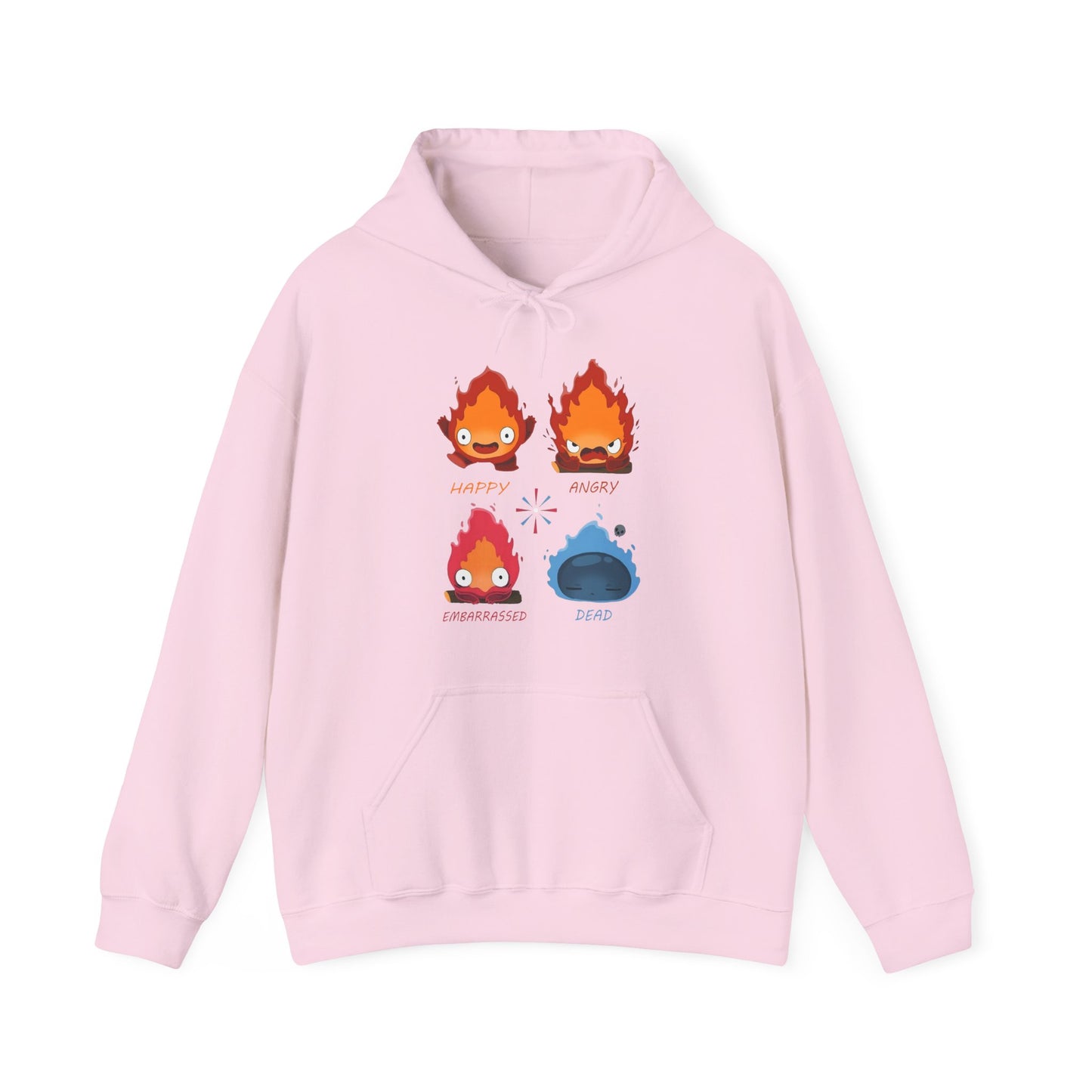 Funny Calcifer Faces Hoodie – 100% Cotton Howl’s Moving Castle Ghibli Anime Pullover