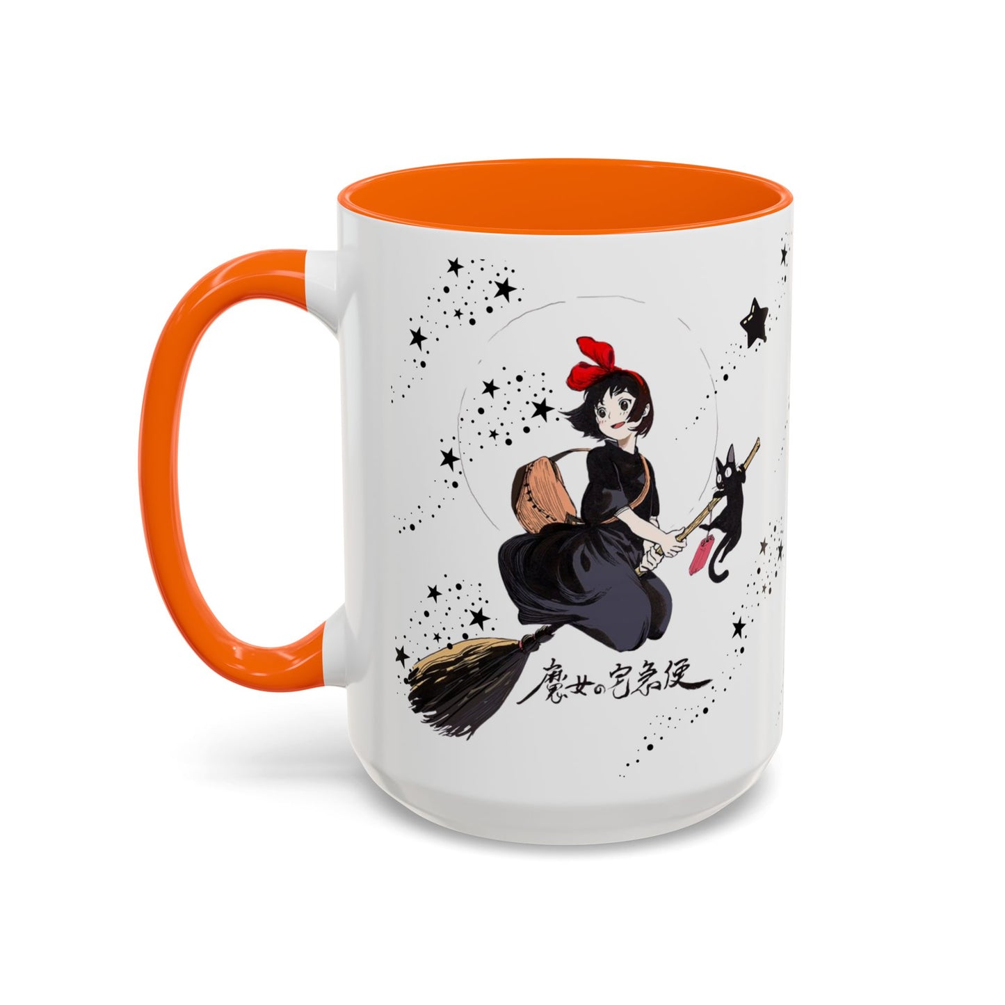 Kiki’s Delivery Service Accent Mug – 11oz & 15oz Ceramic Cup with Colored Handle – Studio Ghibli Anime Gift
