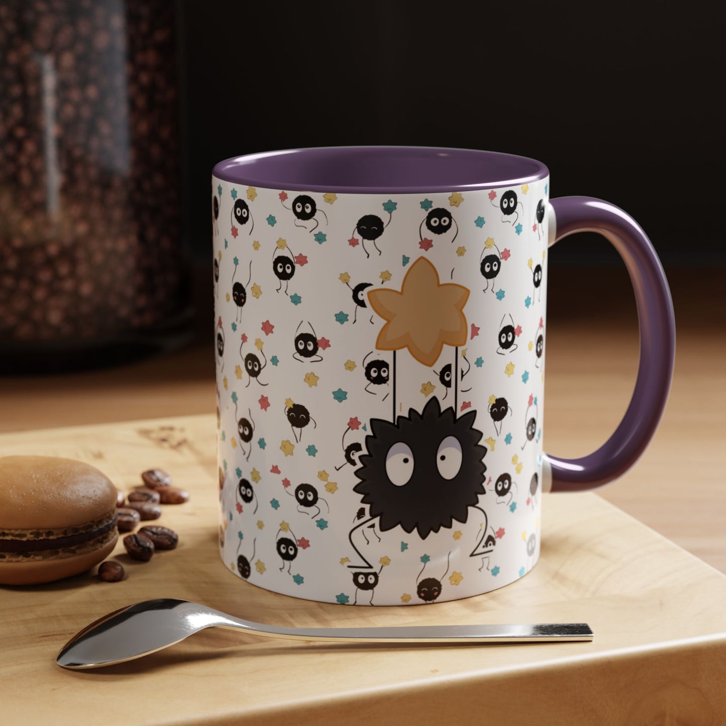 Soot Sprites Accent Mug – Studio Ghibli Color Handle Cup – 11oz & 15oz Ceramic Anime Gift