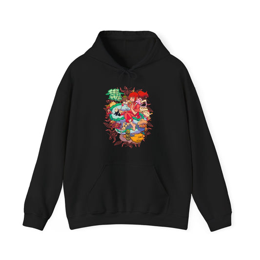 Spirited Away Characters Collage Hoodie – 100% Cotton Studio Ghibli Anime Pullover
