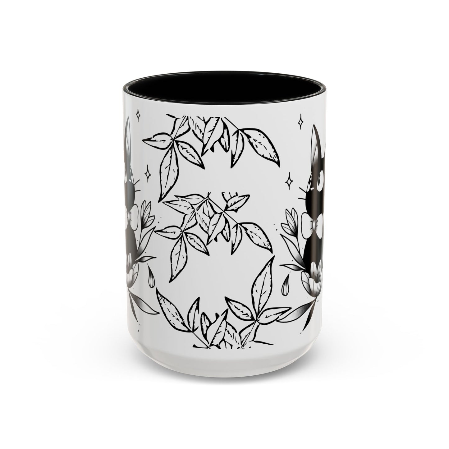 Jiji Cat Studio Ghibli Mug – 11oz & 15oz Accent Handle Coffee Cup – Cute Kiki’s Delivery Service Gift