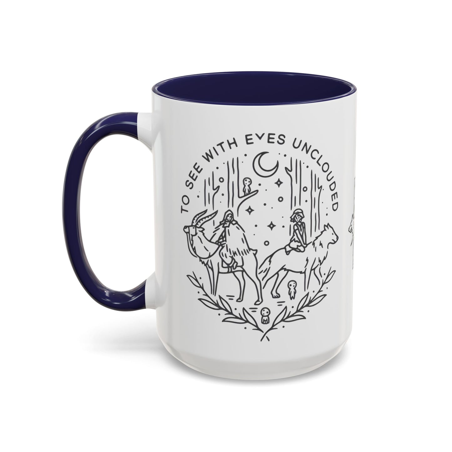 Princess Mononoke Art Accent Mug – Studio Ghibli Coffee Cup with Colored Handle – 11oz & 15oz Ceramic Anime Gift