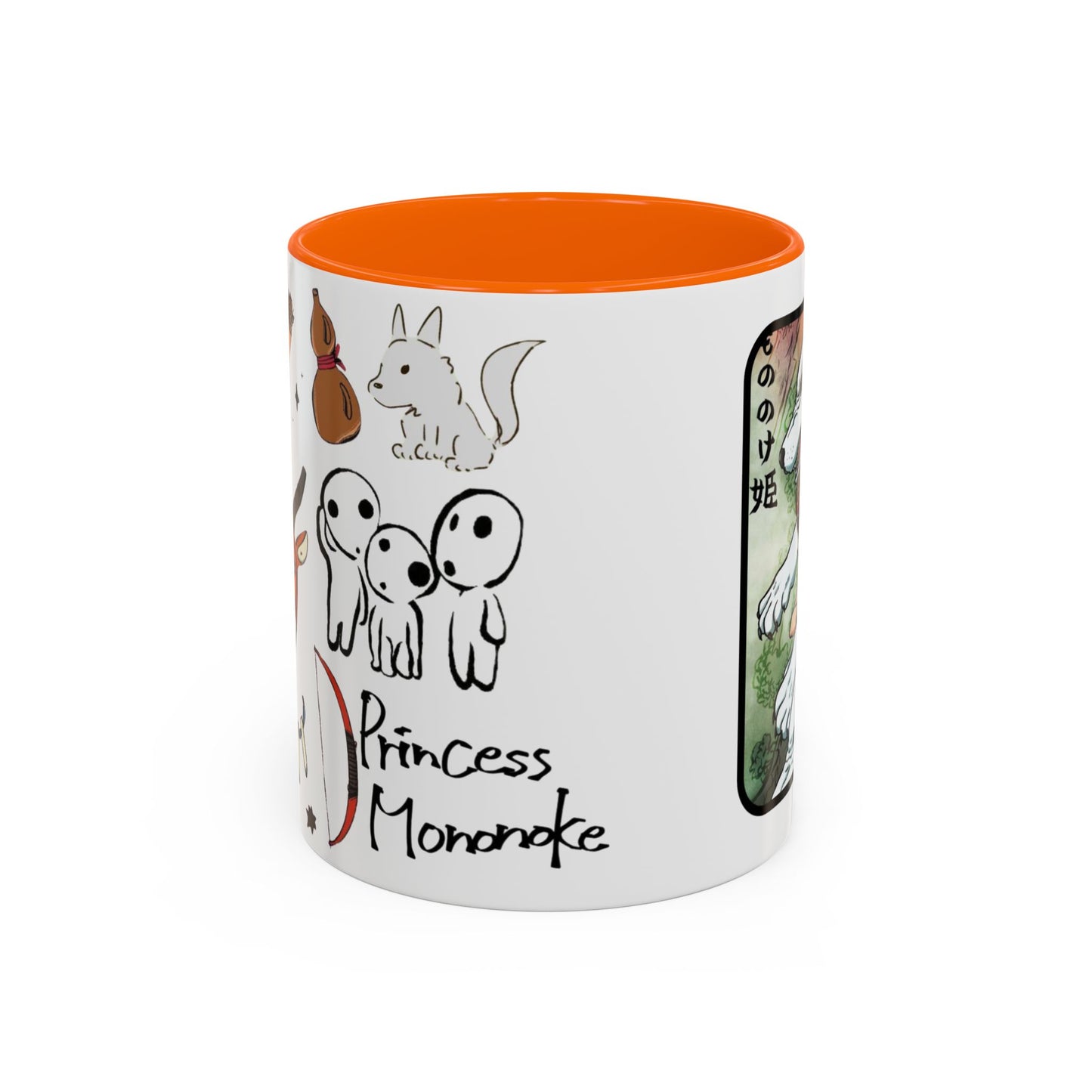 Princess Mononoke Accent Mug – Ghibli Collage Color Handle Cup 11oz & 15oz – Fantasy Anime Gift with San & Kodama