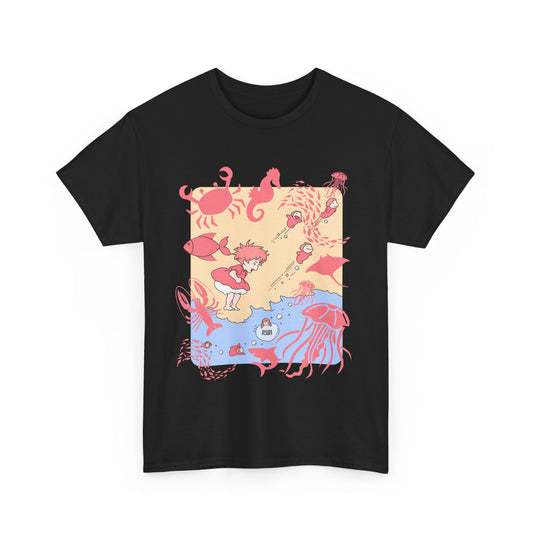 Ponyo Sea World T-Shirt – 100% Cotton Studio Ghibli Ocean Anime Tee