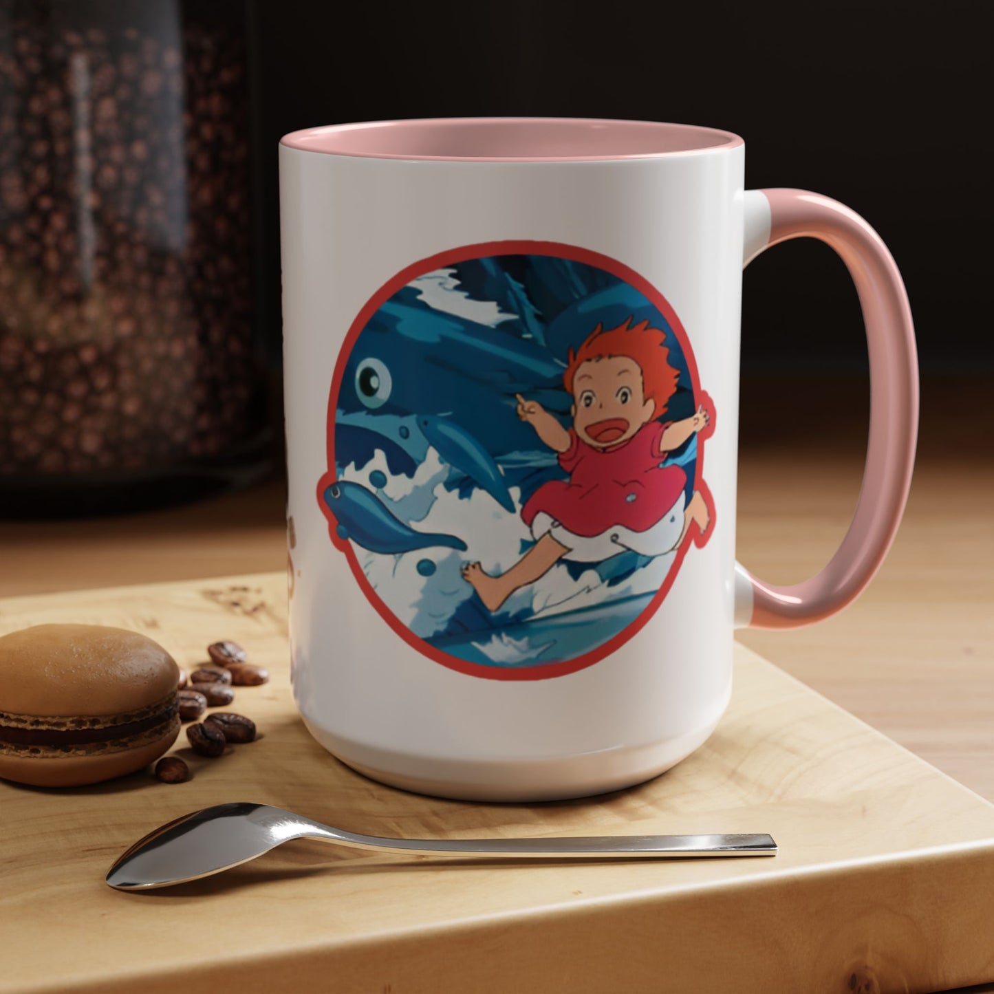 Ponyo Accent Mug – Studio Ghibli Collage Color Handle Cup 11oz & 15oz – Cute Anime Ocean Gift for Fans