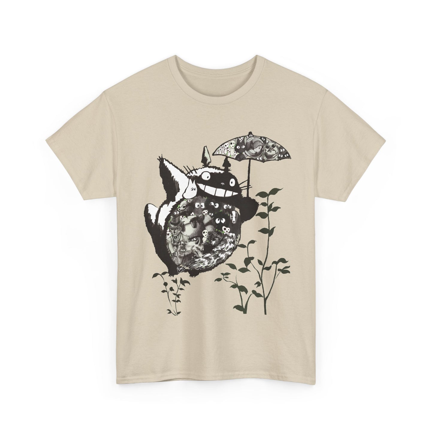 Totoro Black and White T-Shirt 100% Cotton | Studio Ghibli Anime Tee
