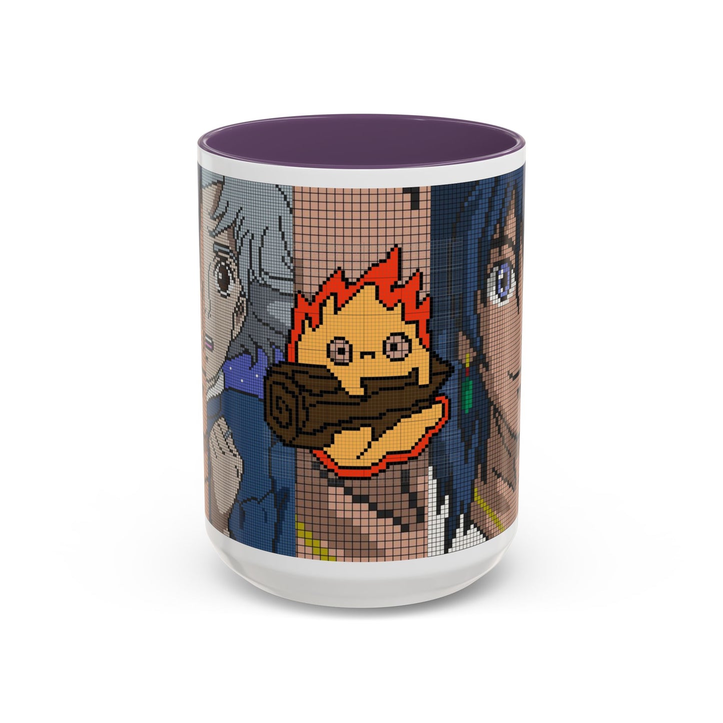 Howl's Moving Castle Pixel Accent Mug – Retro Anime Color Handle Cup 11oz & 15oz – Studio Ghibli Coffee Gift