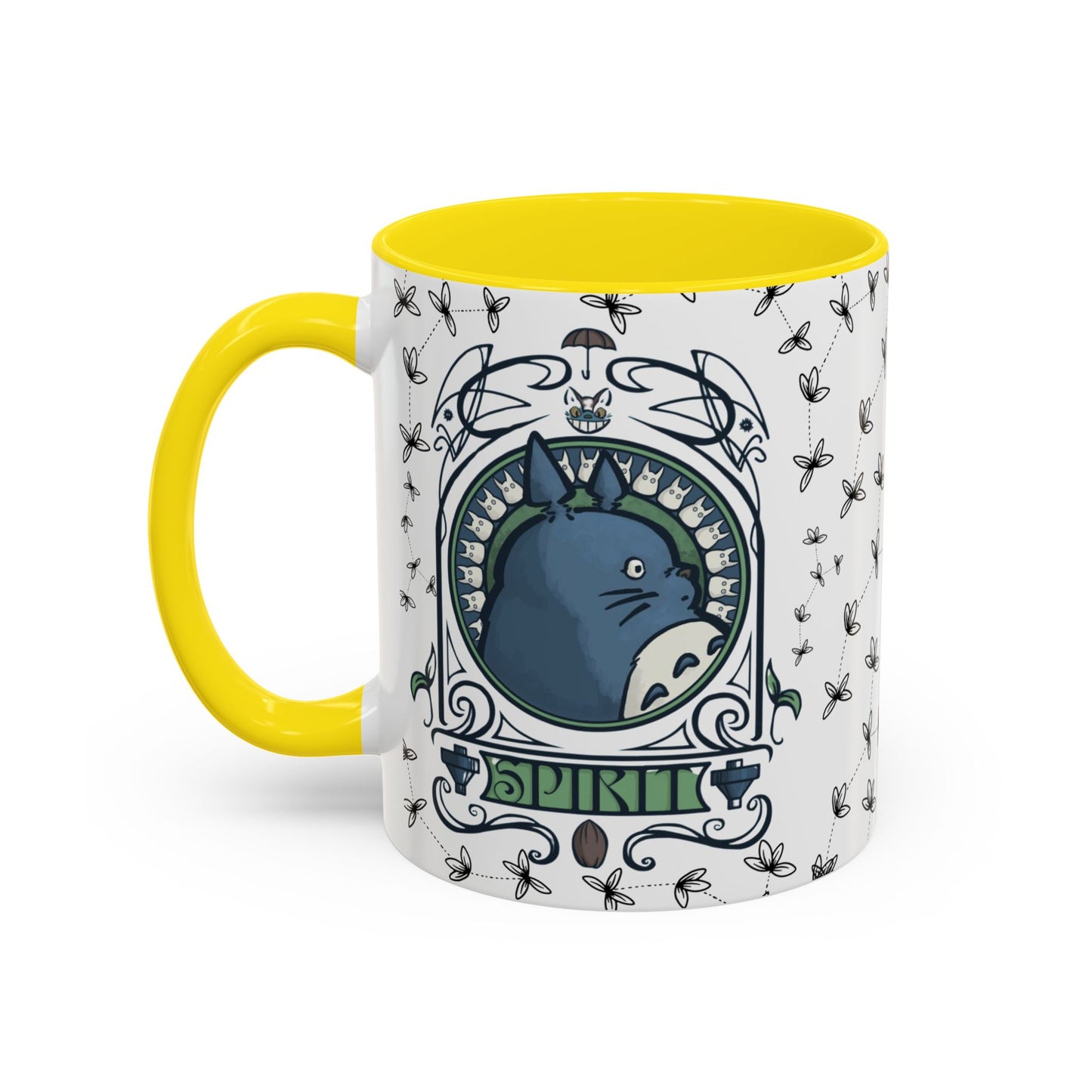 Totoro Spirited Ghibli Accent Handle Mug – 11oz & 15oz Anime Cup – Studio Ghibli Coffee Gift