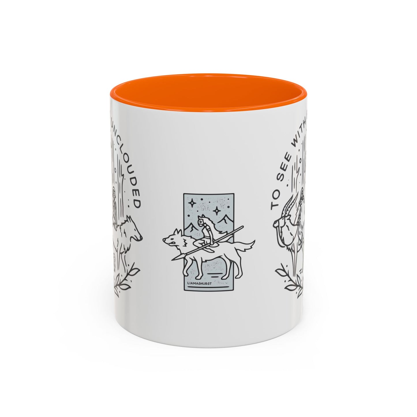 Princess Mononoke Art Accent Mug – Studio Ghibli Coffee Cup with Colored Handle – 11oz & 15oz Ceramic Anime Gift