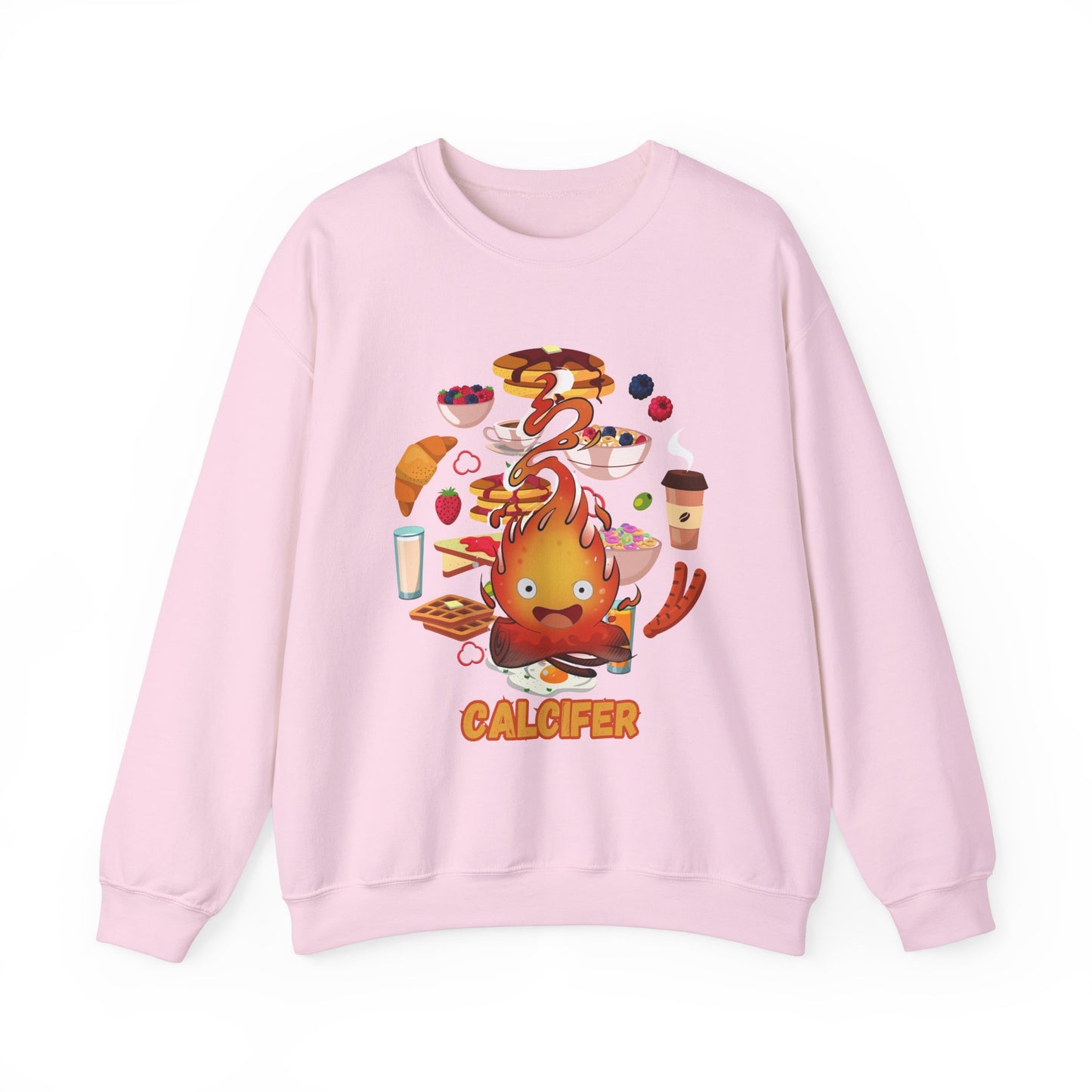 Calcifer Breakfast Demon Sweatshirt – 100% Cotton Cozy Anime Pullover for Ghibli Fans