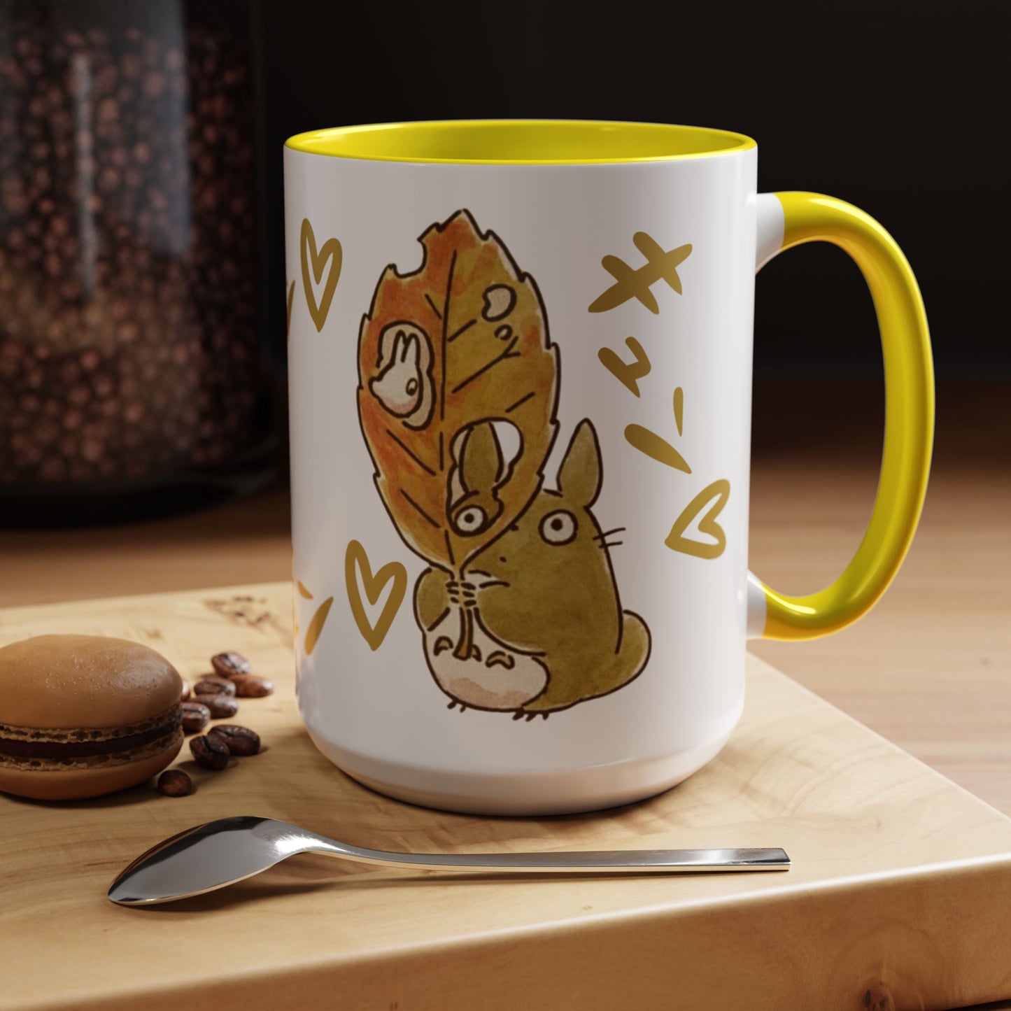 Cute Totoro Accent Mug – Studio Ghibli Color Handle Cup 11oz & 15oz – Kawaii Anime Coffee Mug Gift