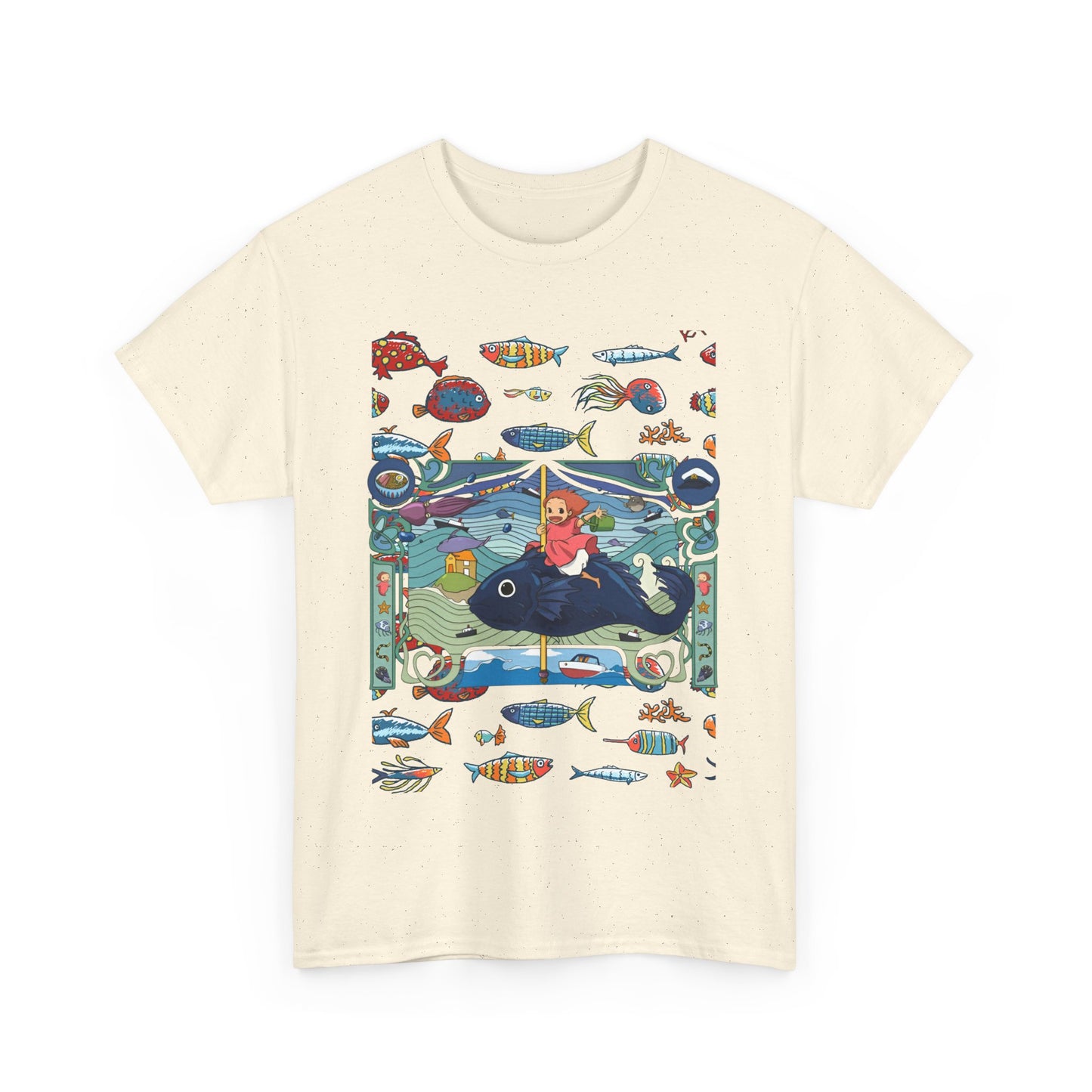 Ponyo Sea Love T-Shirt – 100% Cotton Studio Ghibli Tee for Ocean and Anime Fans