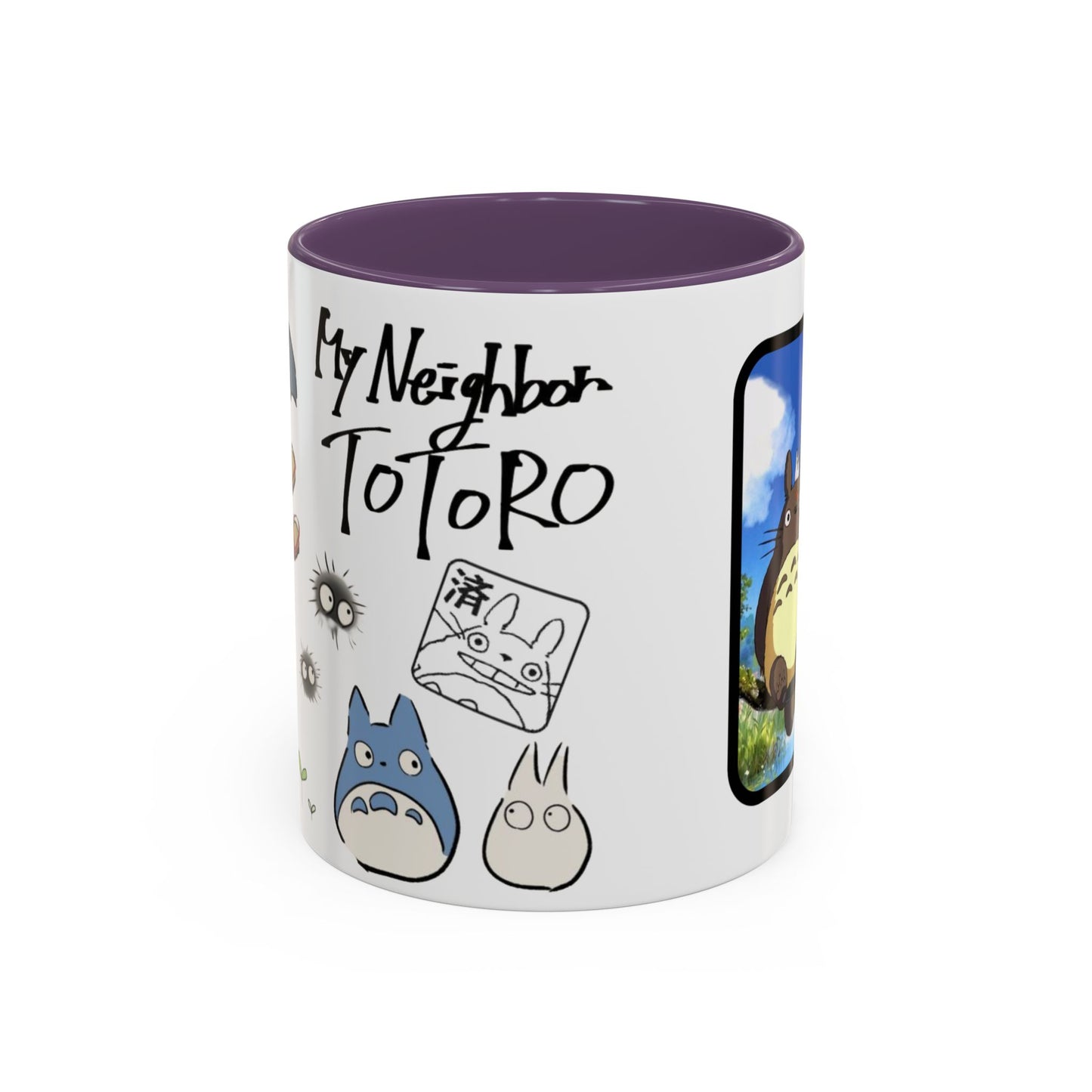 My Neighbor Totoro Accent Mug – Ghibli Collage Color Handle Cup 11oz & 15oz – Cute Anime Coffee Mug Gift