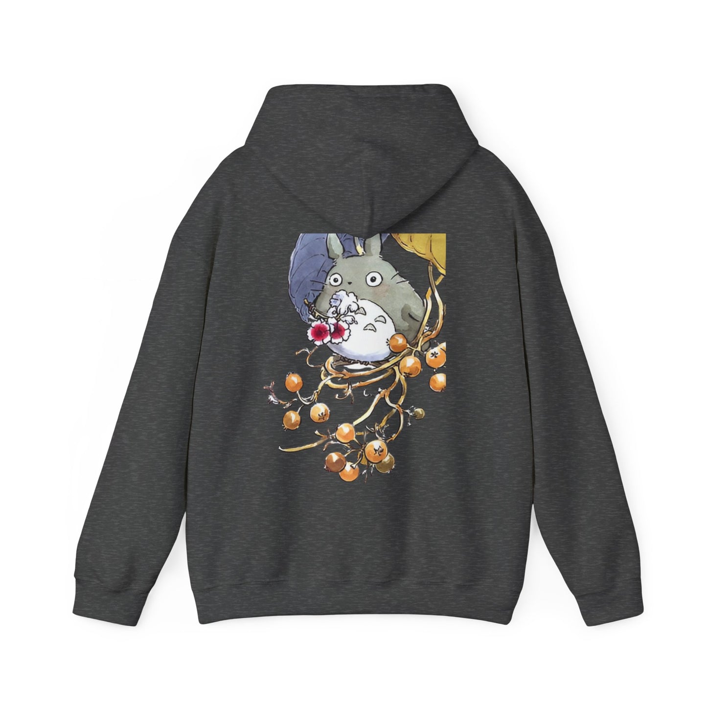 My Neighbor Totoro with Flowers Back Print Hoodie – 100% Cotton Studio Ghibli Floral Hoodie