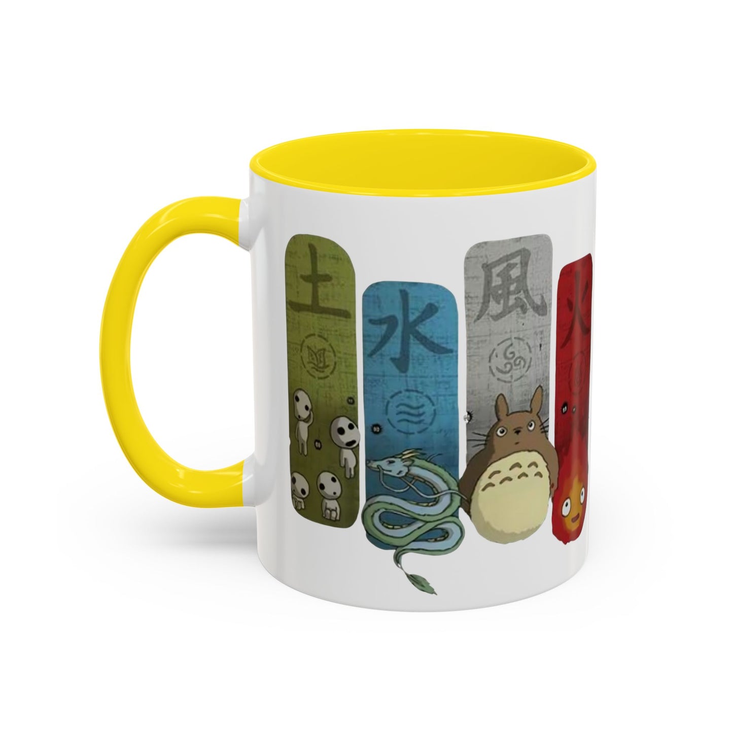 Studio Ghibli Figures Accent Mug – 11oz & 15oz Color Handle Anime Cup – Ghibli Character Coffee Mug for Fans