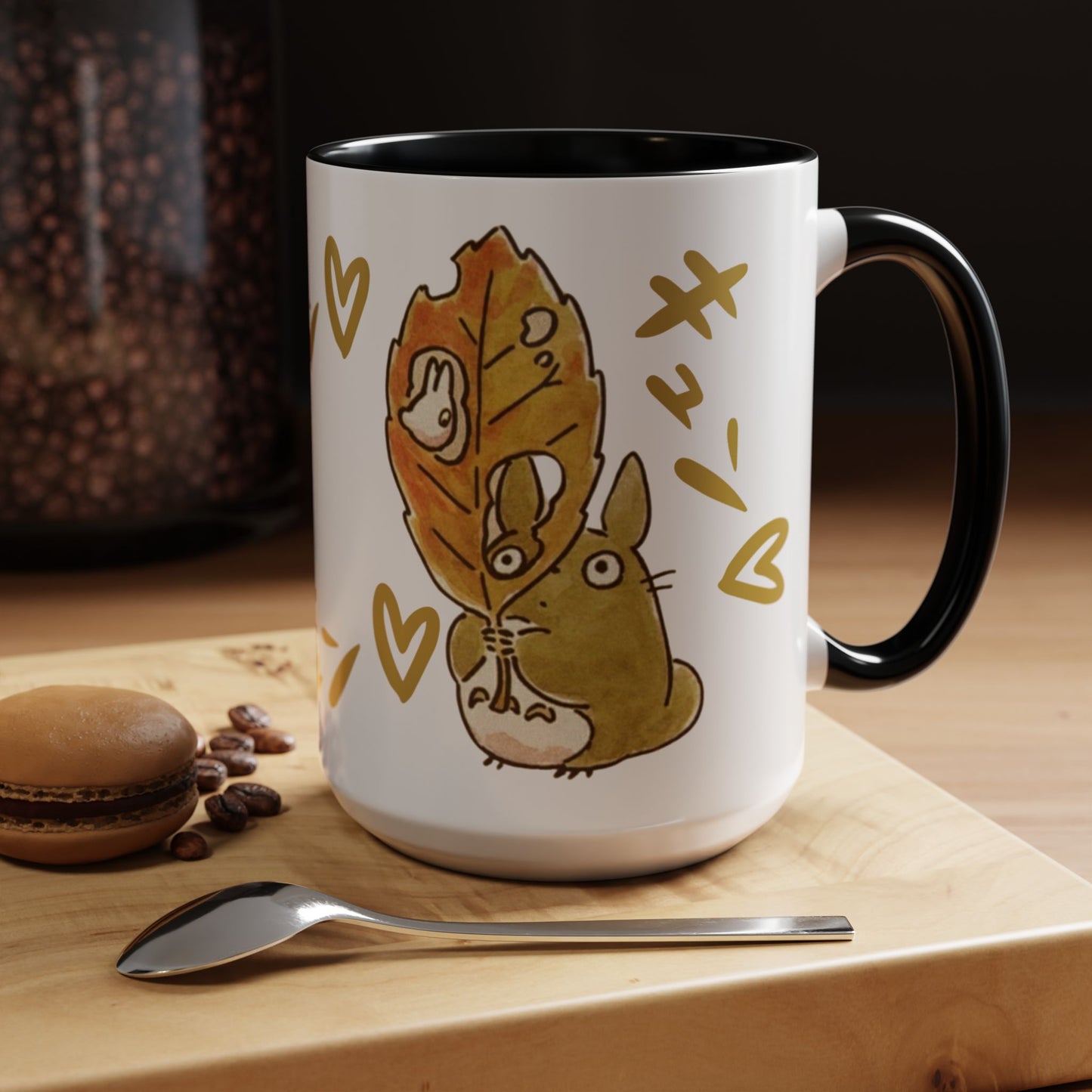 Cute Totoro Accent Mug – Studio Ghibli Color Handle Cup 11oz & 15oz – Kawaii Anime Coffee Mug Gift