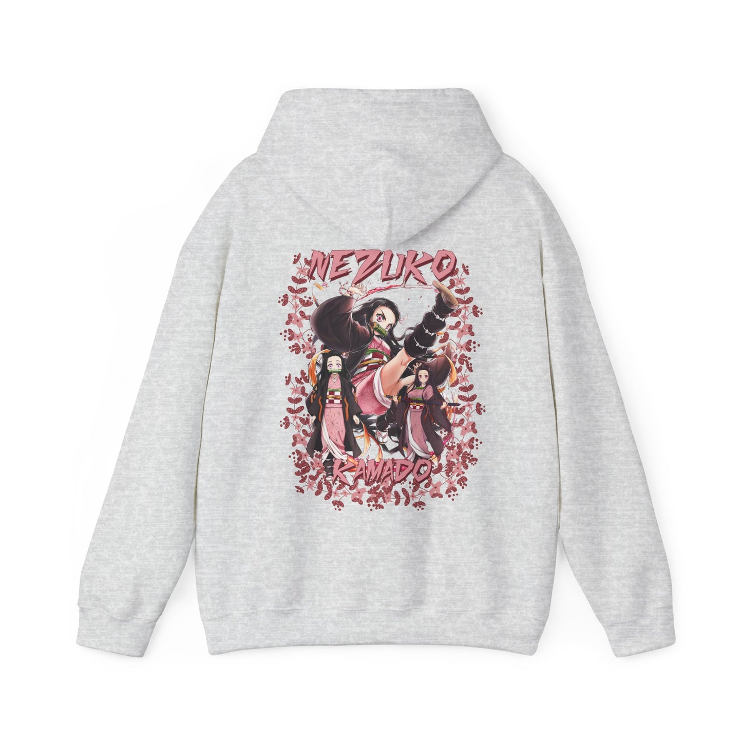 Nezuko Kamado Pink Flowers Back Print Hoodie – 100% Cotton Anime Hoodie for Demon Slayer Fans