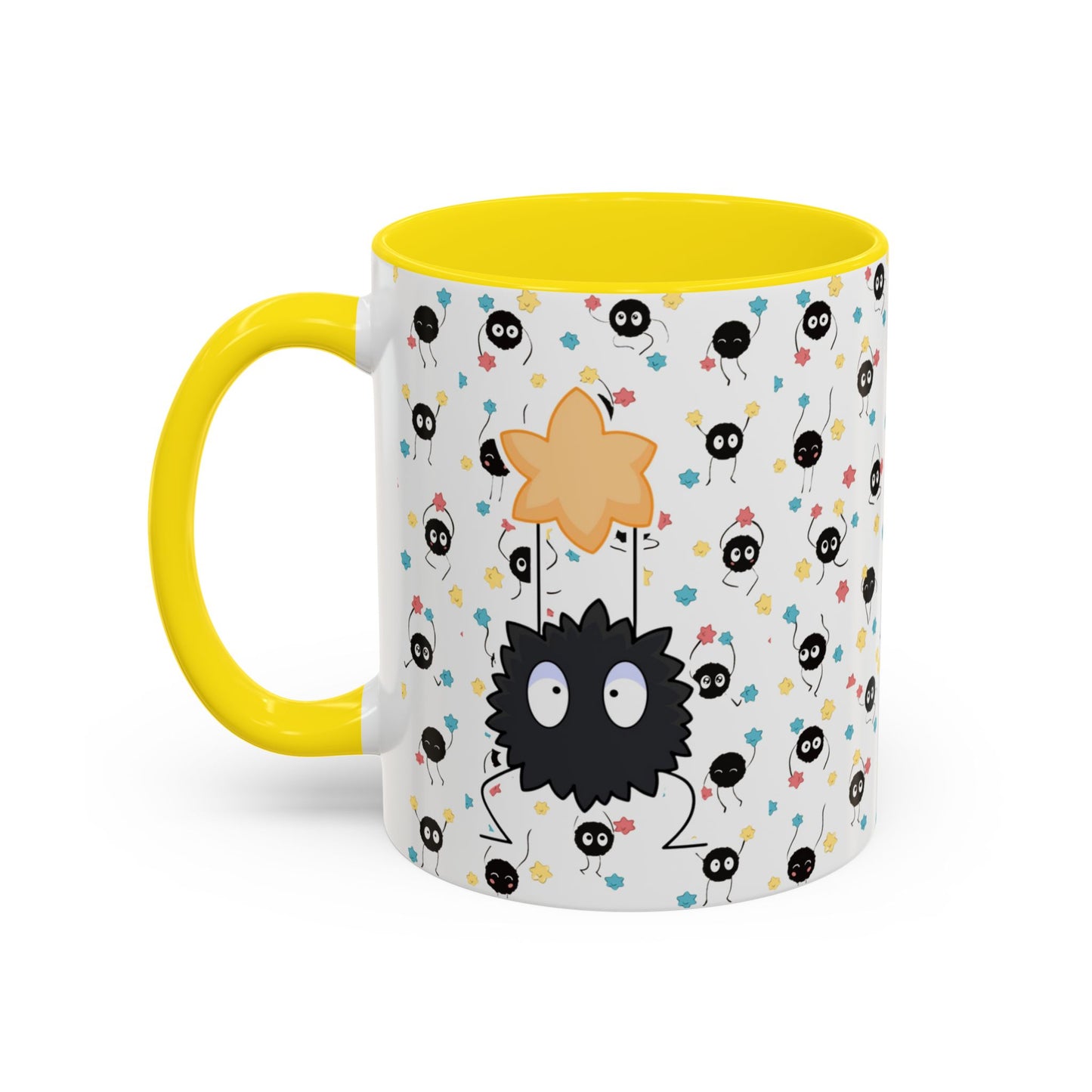 Soot Sprites Accent Mug – Studio Ghibli Color Handle Cup – 11oz & 15oz Ceramic Anime Gift